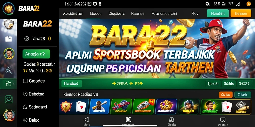Tampilan layar utama BARA22 dengan berbagai opsi taruhan olahraga.