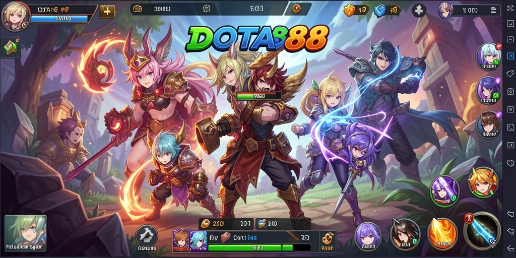 Tampilan gameplay DOTA88 yang penuh aksi dari karakter Anime.