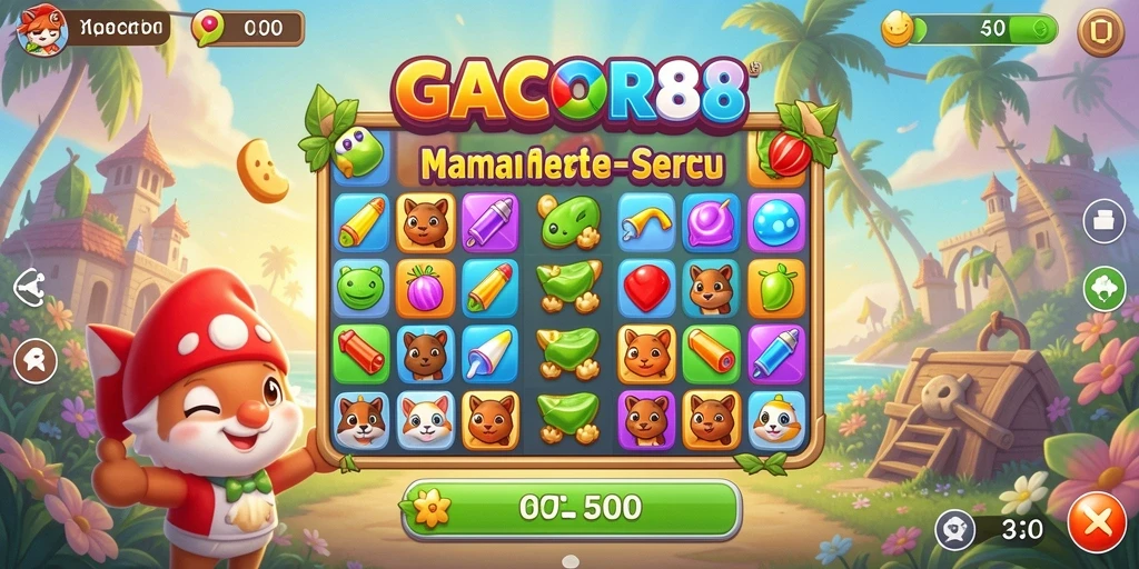 Tampilan gameplay GACOR88 yang menampilkan keseruan mencocokkan item.