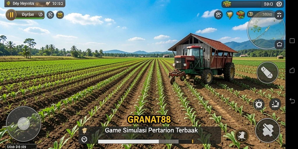 Tangkapan layar gameplay GRANAT88 yang menampilkan aktivitas pertanian.