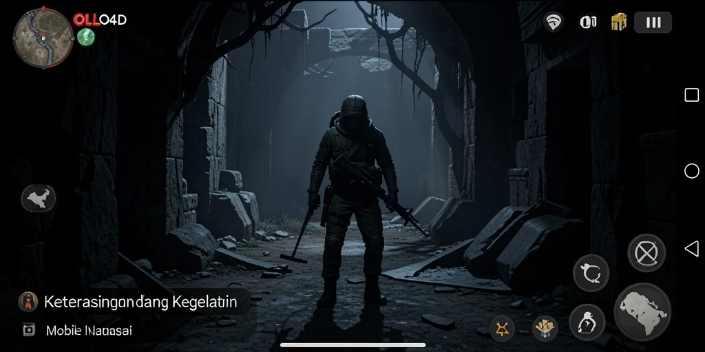 Screenshot menarik dari gameplay OLLO4D yang menampilkan suasana horor yang mencekam.